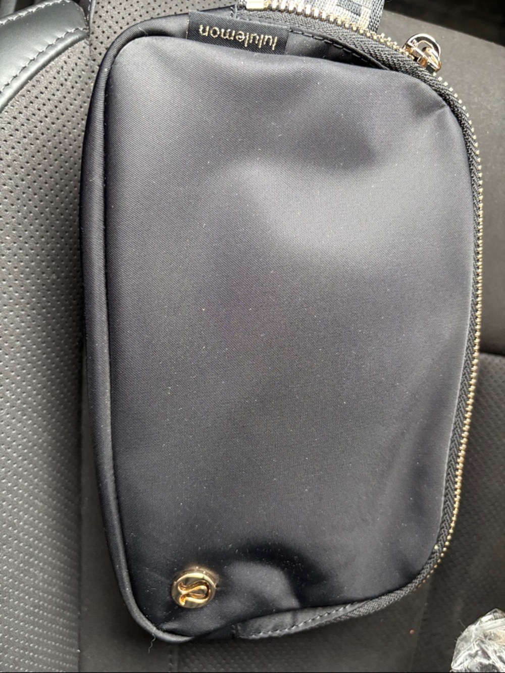 lululemon athletica monogram belt bag with Gold Hardware